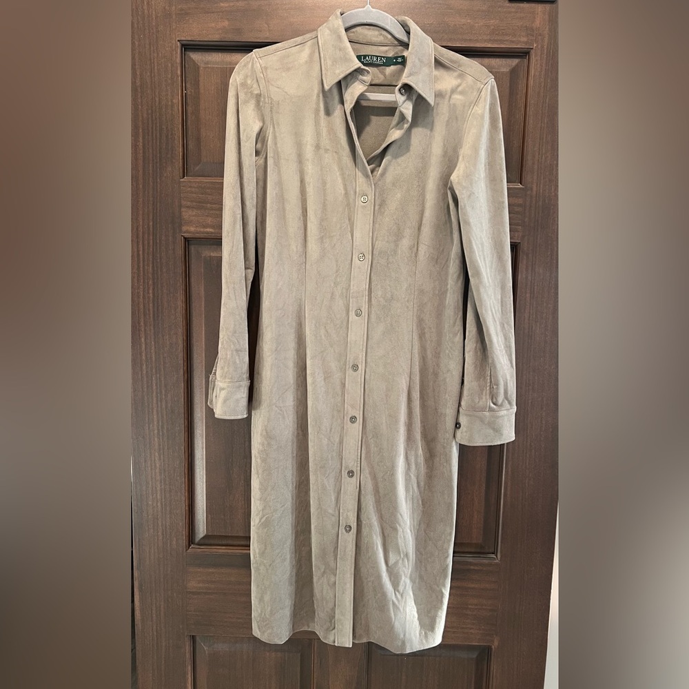 Ralph Lauren faux suede shirt dress- size 6